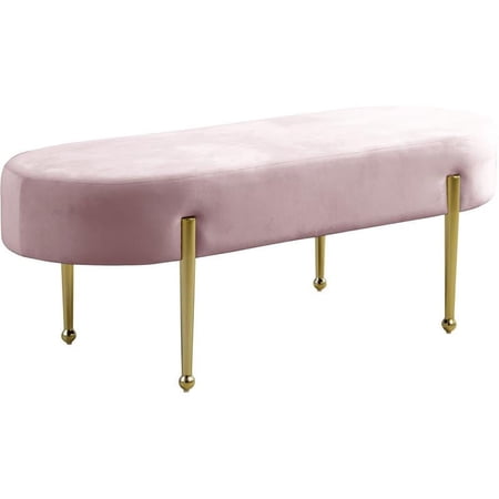 Meridian Furniture Gia Contemporary Velvet Bench in Pink