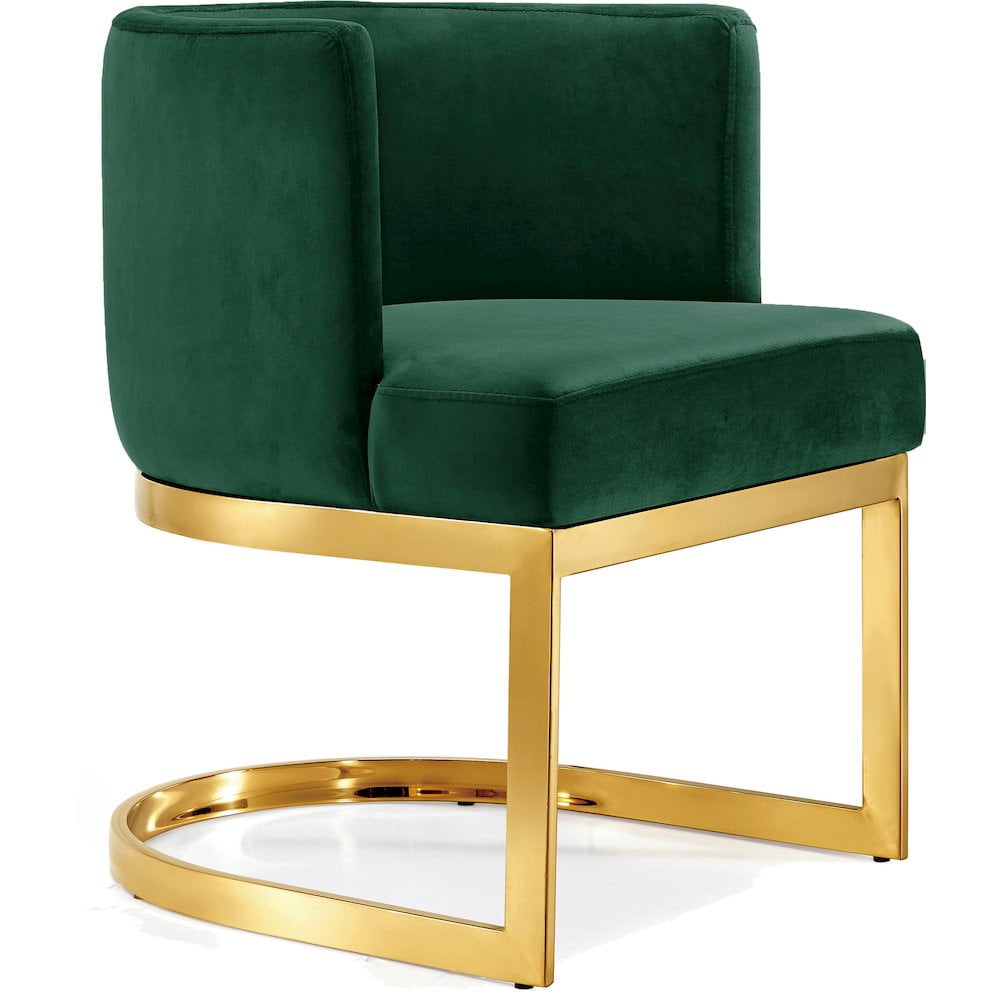 Luxe Emerald Barrel Upholstered Arm Chair with Gold Base
