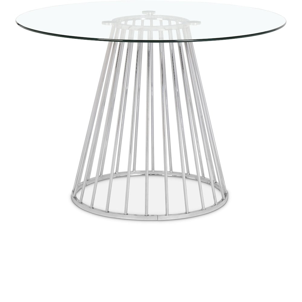 Gio Round Glass and Chrome Contemporary Dining Table