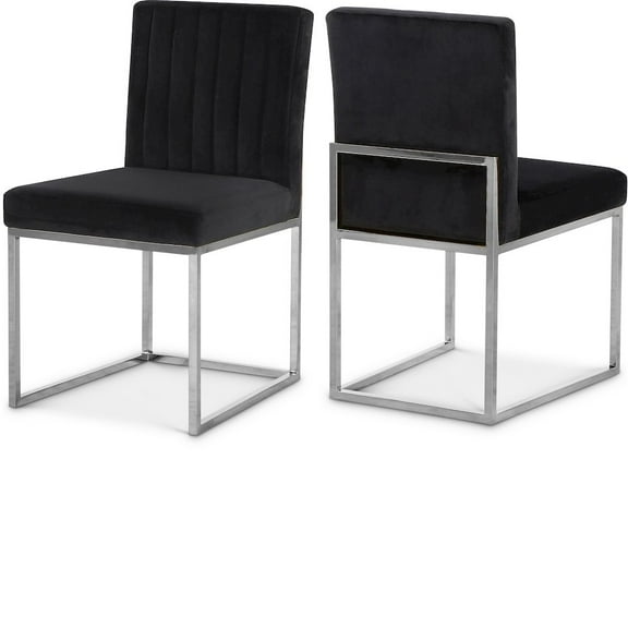 Meridian Furniture Giselle Black Velvet Dining Chair (Set of 2)