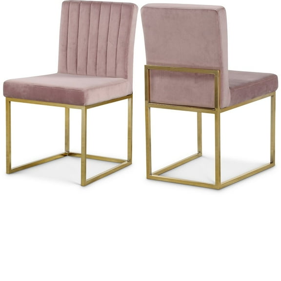 Meridian Furniture Giselle Pink Velvet Dining Chair (Set of 2)