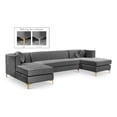 thumbnail image 1 of Meridian Furniture Graham 3pc Velvet Sectional in Gray, 1 of 16