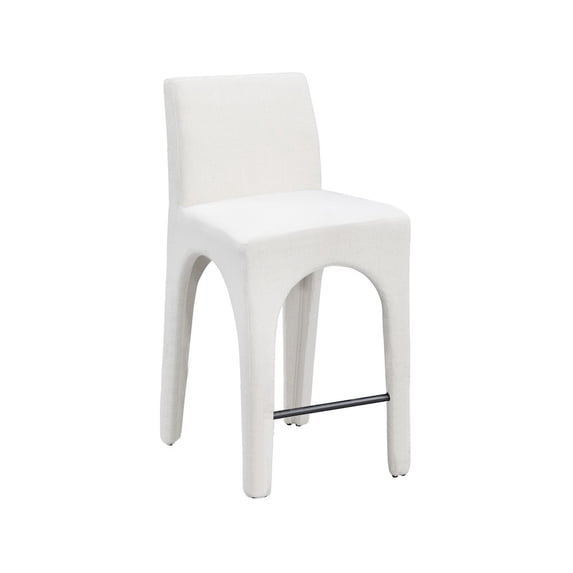 Meridian Furniture Gramercy Cream Linen Textured Fabric Stool