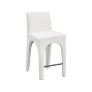 Meridian Furniture Gramercy Cream Linen Textured Fabric Stool