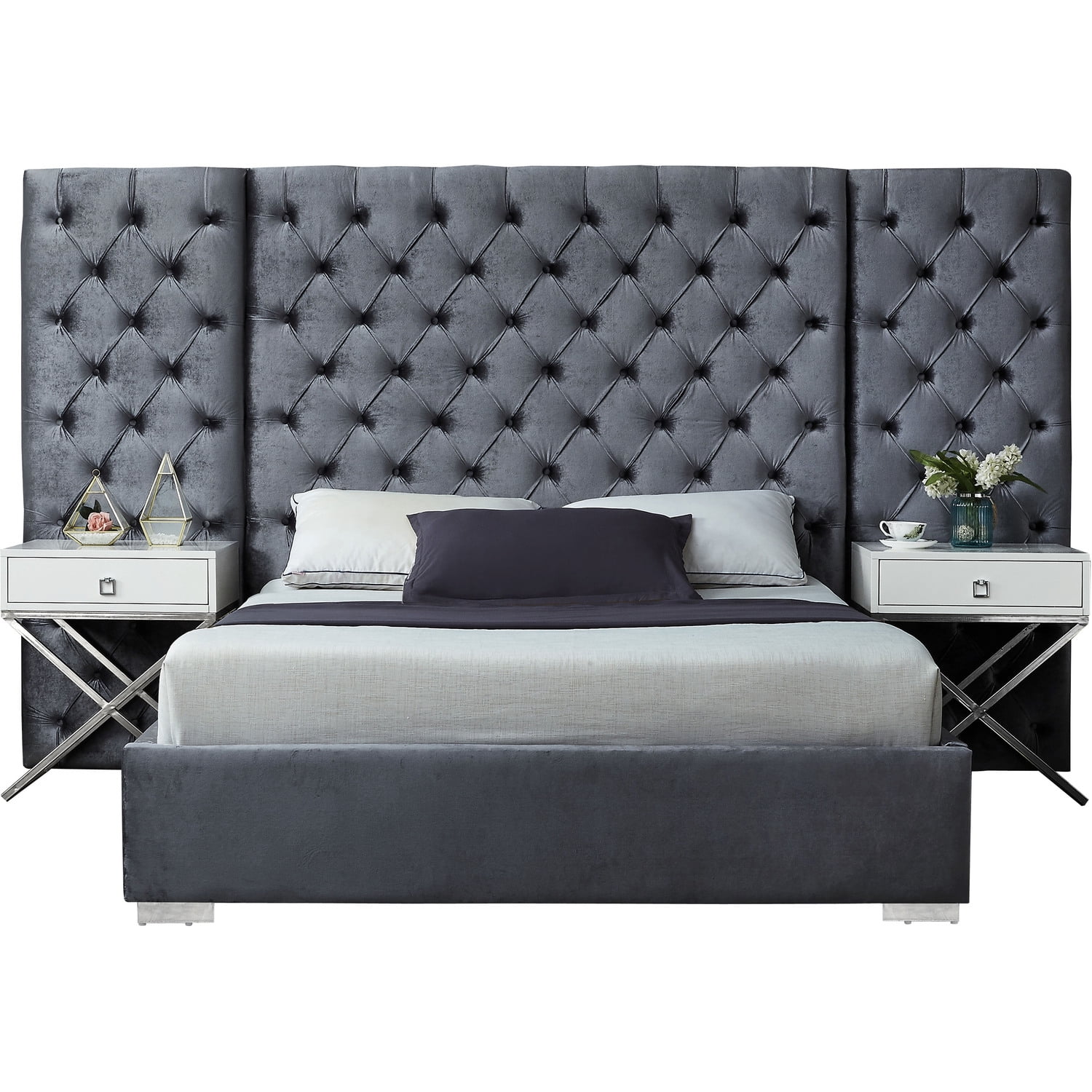 Meridian Furniture Grande Velvet King Bed Meridian Furniture Grande Velvet King Bed