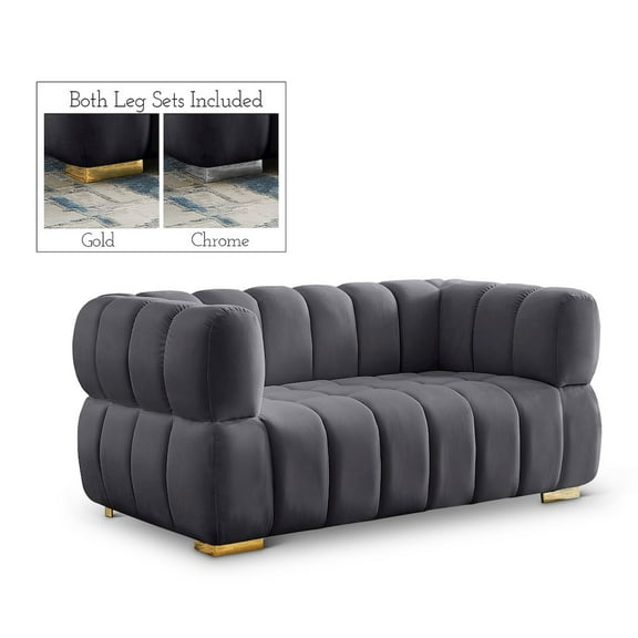 Meridian Furniture Gwen Grey Velvet Loveseat