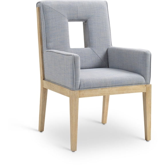 Meridian Furniture Gwendolyn Light Blue Linen Textured Fabric Dining Arm Chair