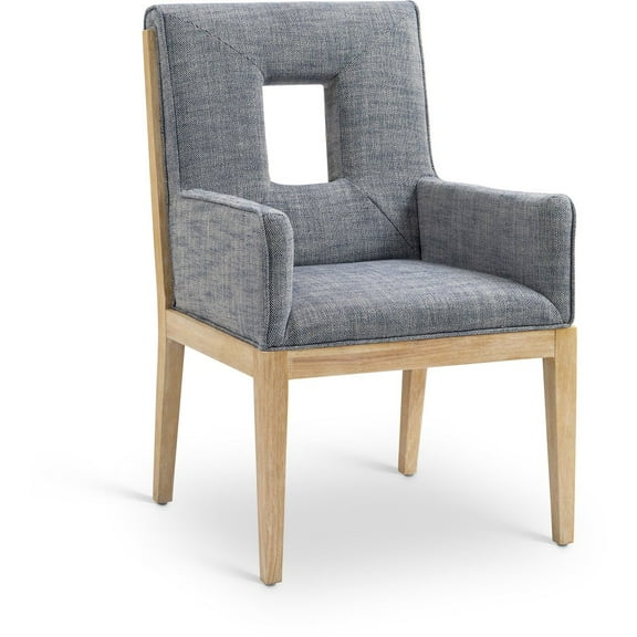 Meridian Furniture Gwendolyn Navy Linen Textured Fabric Dining Arm Chair