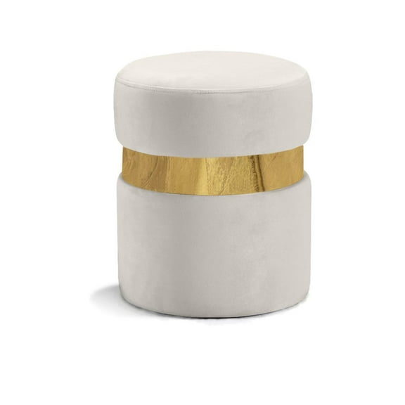 Meridian Furniture Hailey Contemporary Velvet Ottoman/Stool in Cream