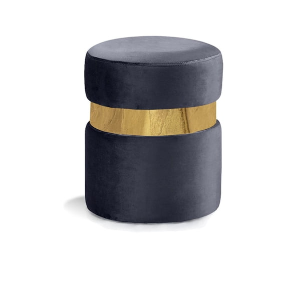 Meridian Furniture Hailey Contemporary Velvet Ottoman/Stool in Gray