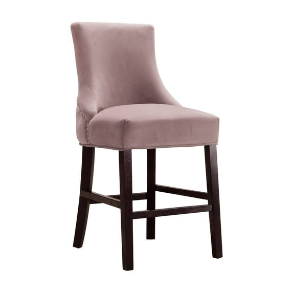 Meridian Furniture Hannah 24"H Velvet Counter Stool in Pink (Set of 2)