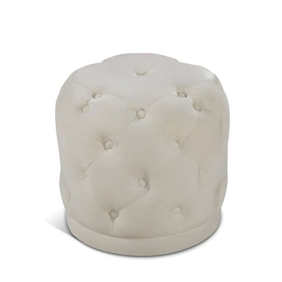 Meridian Furniture Harper Contemporary Velvet Ottoman/Stool in Cream