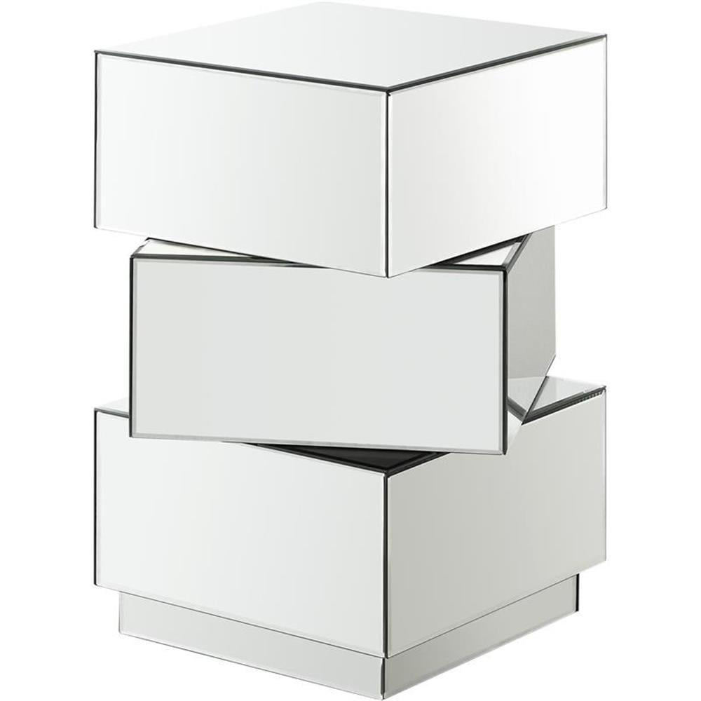 Haven 21.5'' Mirrored Wood Triple-Stacked Contemporary End Table