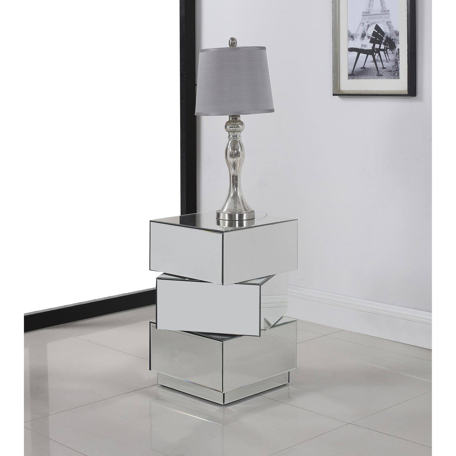 Haven 21.5'' Mirrored Wood Triple-Stacked Contemporary End Table