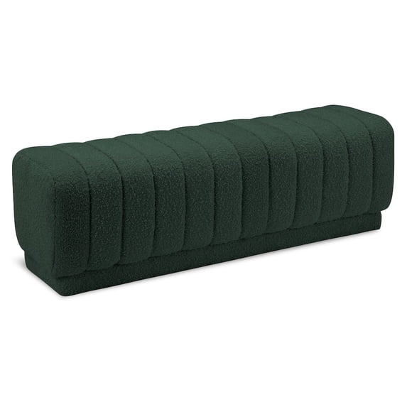 Meridian Furniture Heathrow Green Boucle Fabric Ottoman/Bench
