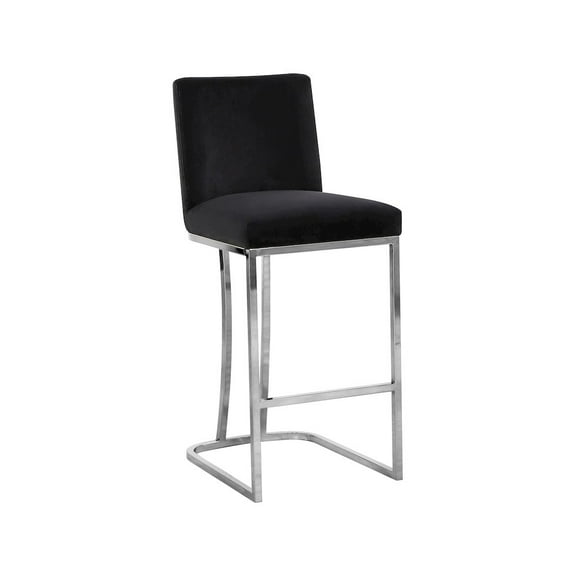 Meridian Furniture Heidi 26"H Velvet Counter Stool in Black