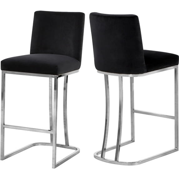 Meridian Furniture Heidi 26"H Velvet Counter Stool in Black
