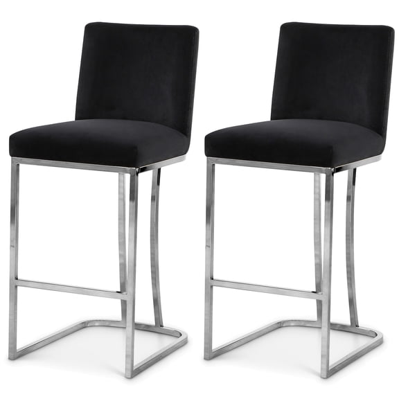 Meridian Furniture Heidi Black Velvet Stool (Set of 2)