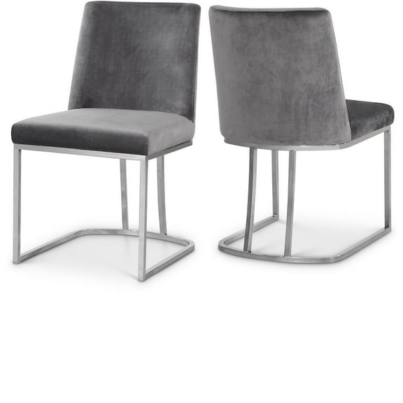 Meridian Furniture Heidi Gray Velvet Dining Chair (Set of 2)