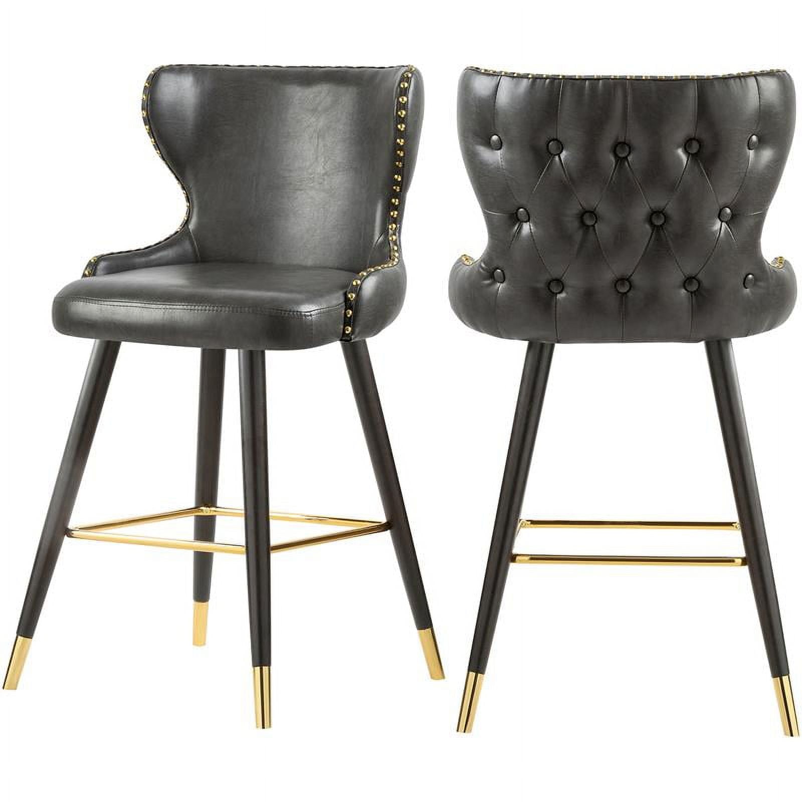 Hendrix 40" Gray Leather and Metal Counter Stool