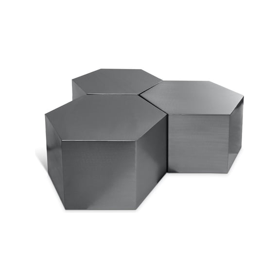 Meridian Furniture Hexagon Brushed Chrome 3 Piece Modular Coffee Table