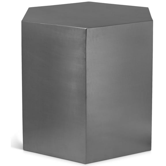 Meridian Furniture Hexagon Brushed Chrome Metal End Table