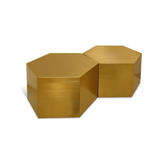 Meridian Furniture Hexagon Brushed Gold 2 Piece Modular Coffee Table
