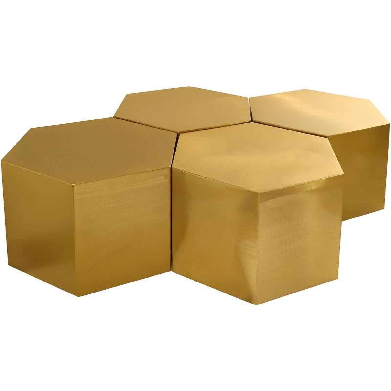 Meridian Furniture Hexagon Modular 4 Piece Coffee Table - Gold Meridian Furniture Hexagon Modular 4 Piece Coffee Table - Gold