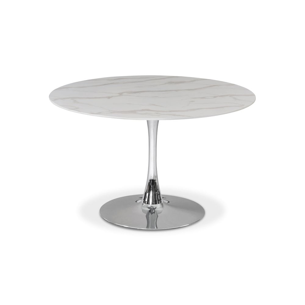 Elegant 48" Round Marble Veneer Contemporary Dining Table
