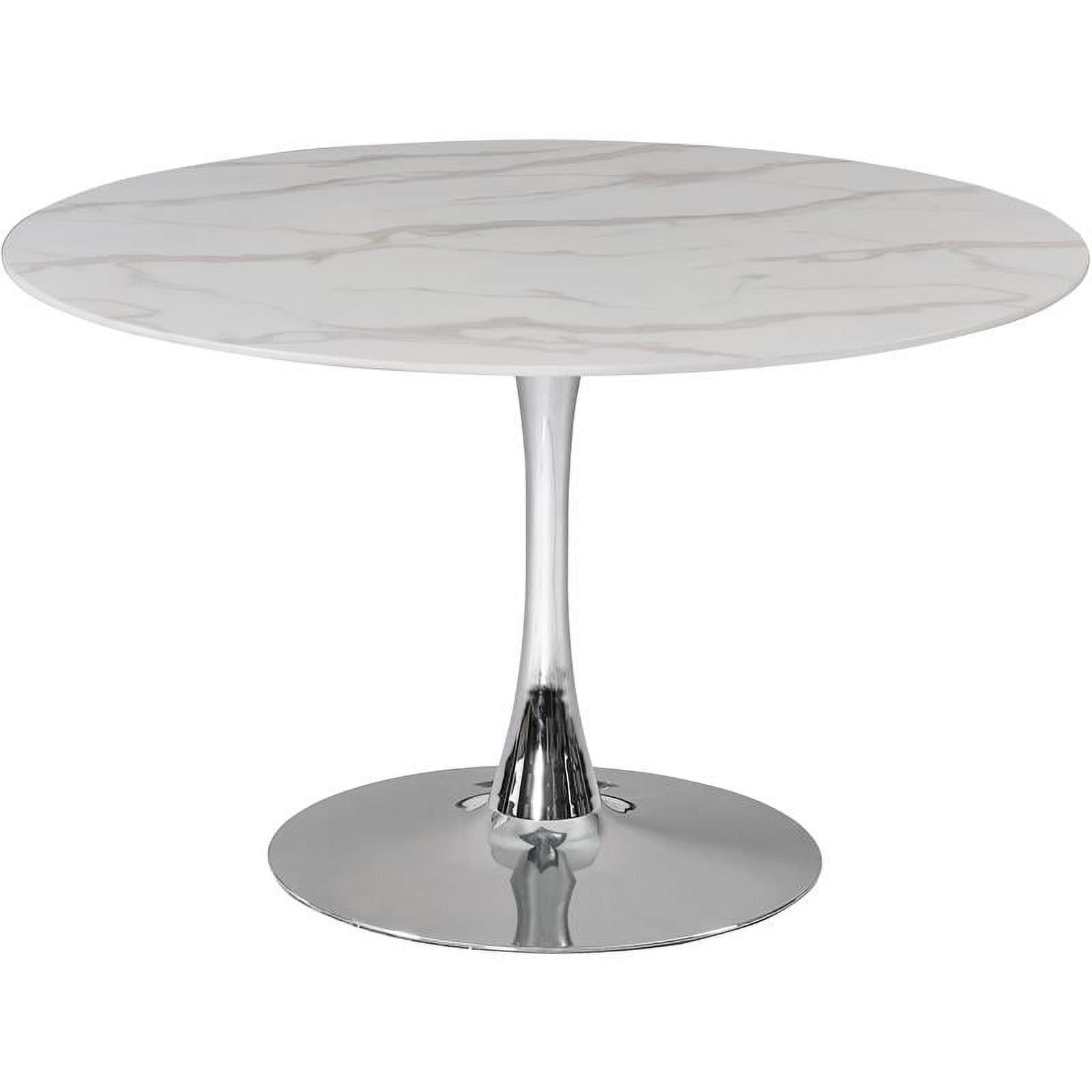 Elegant 48" Round Marble Veneer Contemporary Dining Table