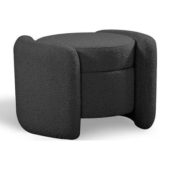 Meridian Furniture Horizon Black Boucle Fabric Ottoman