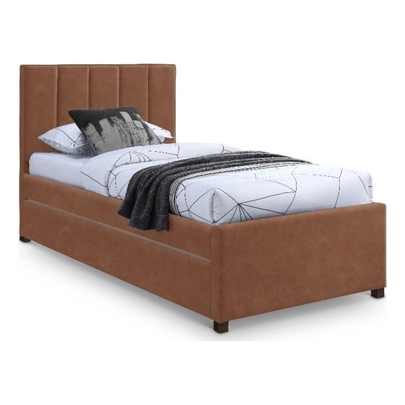 Meridian Furniture Hudson Cognac Vegan Leather Twin Trundle Bed