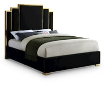 Meridian Furniture Hugos Black Velvet Queen Bed