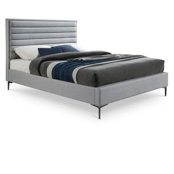 Meridian Furniture Hunter Grey Linen Queen Bed
