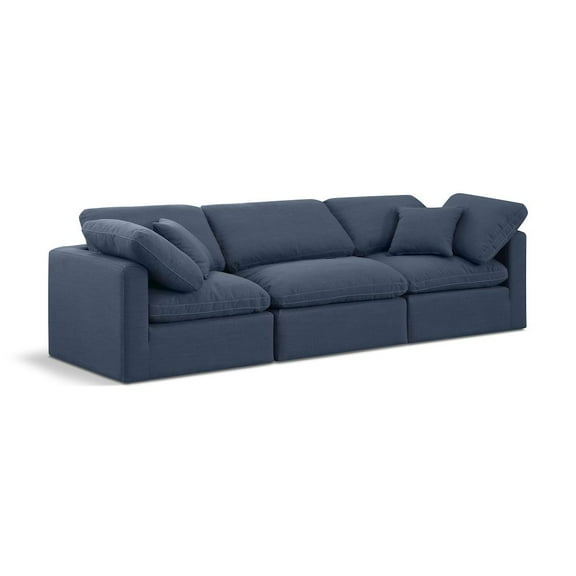Meridian Furniture Indulge 105" Contemporary Linen Fabric Modular Sofa in Navy