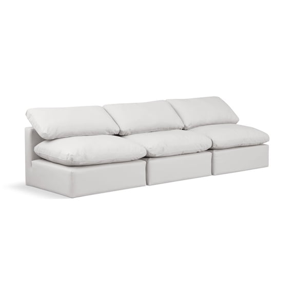 Meridian Furniture Indulge 105" Contemporary Vegan Leather Modular Sofa in Cream
