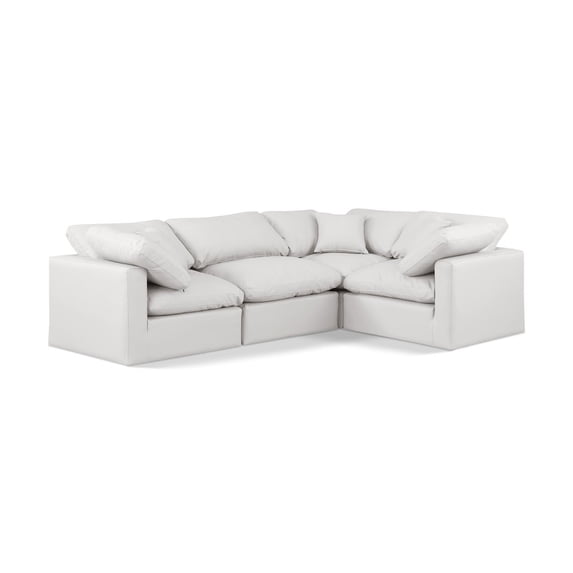 Meridian Furniture Indulge 105" Cream Vegan Leather L-Shaped Modular Sectional