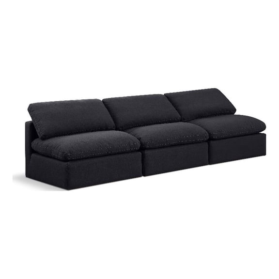 Meridian Furniture Indulge 105" Upholstered Linen Fabric Modular Sofa in Black