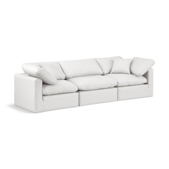 Meridian Furniture Indulge 105" Vegan Leather Modular Sofa in Cream