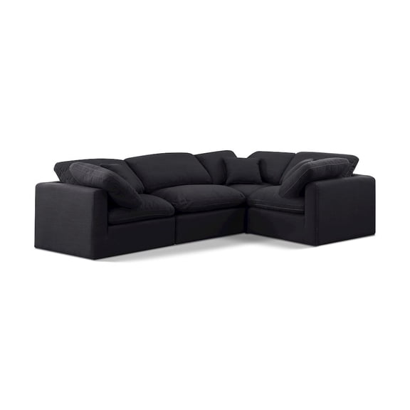 Meridian Furniture Indulge 123.5" Fabric L-Shaped Modular Sectional in Black