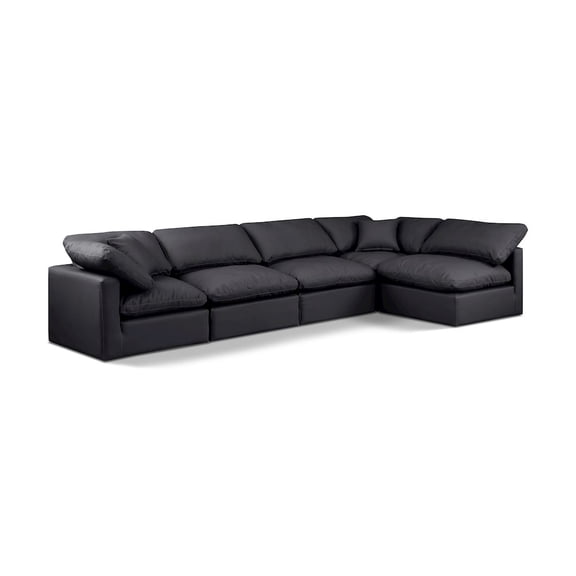 Meridian Furniture Indulge 140" Black Vegan Leather L-Shaped Modular Sectional