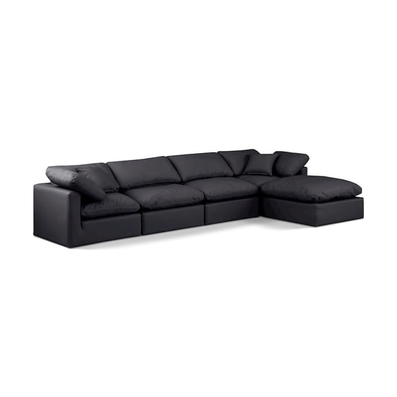 Meridian Furniture Indulge 140" Black Vegan Leather L-Shaped Modular Sectional