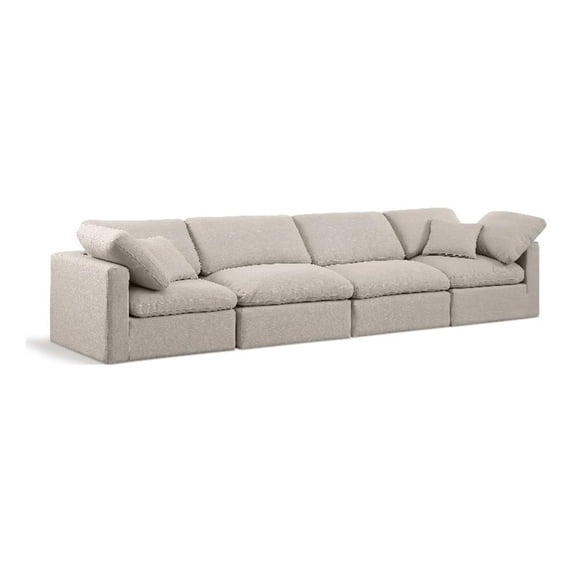 Meridian Furniture Indulge 140" Contemporary Linen Fabric Modular Sofa in Beige