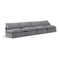 thumbnail image 1 of Meridian Furniture Indulge 140" Contemporary Velvet Modular Sofa in Gray, 1 of 8