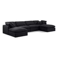thumbnail image 1 of Meridian Furniture Indulge 140" Linen Fabric U-Shaped Modular Sectional in Black, 1 of 8
