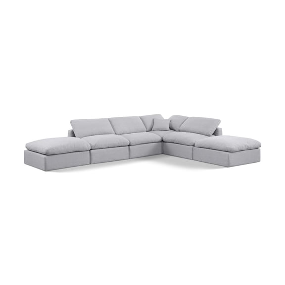 Meridian Furniture Indulge 140" Linen Fabric U-Shaped Modular Sectional in Gray
