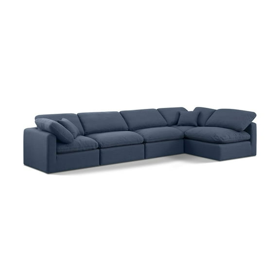 Meridian Furniture Indulge 164" Fabric L-Shaped Modular Sectional in Navy