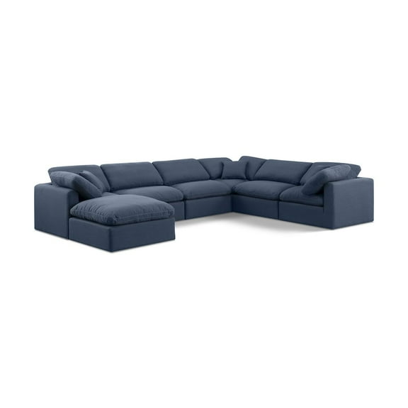 Meridian Furniture Indulge 193.5" Fabric U-Shaped Modular Sectional in Navy
