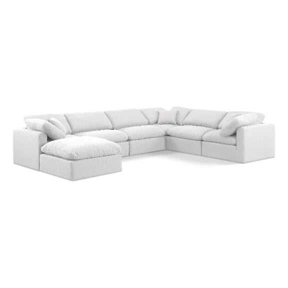 Meridian Furniture Indulge 193.5" Fabric U-Shaped Modular Sectional in White
