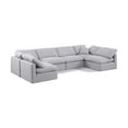 thumbnail image 1 of Meridian Furniture Indulge 199" Linen Fabric U-Shaped Modular Sectional in Gray, 1 of 7
